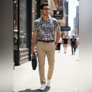 Express Monochrome Floral Polo